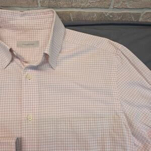 Ermenegildo Zegna Tailore Fit Check Long Sleeve Button Up Shirt Light Pink Sz L